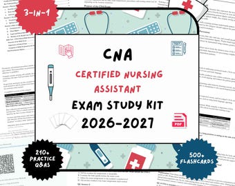 CNA-studiepakket 2026 | CNA-examen | CNA-aantekeningen | CNA-studiegids | Studiegids voor gecertificeerd verpleegassistent in Florida | Studiegids voor het CNA-examen | CNA
