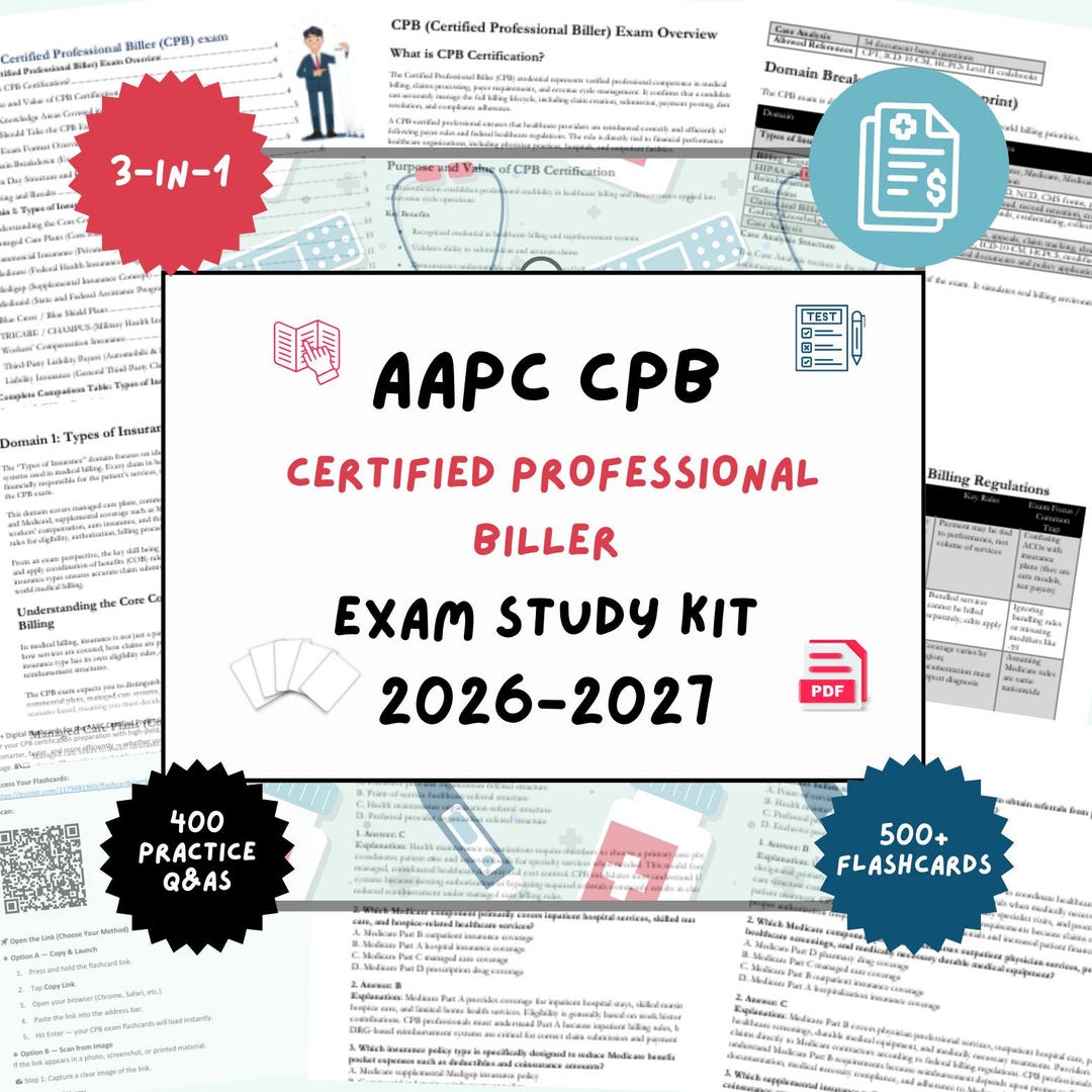 CPB Study Kit 2026 | Certified Professional Biller | Medical Billing | Cpb Exam Prep | Cpb Exam ...