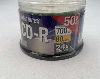 Memorex Recordable CD-R Media 24x 700mb 80min w/spindle 50-pk Factory Sealed