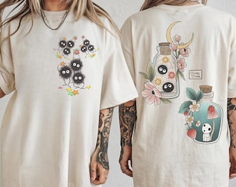 Soot Sprite Inspired, Anime Lover Gift, Kawaii Manga Top, Studio Ghibli, Cute Fanart Tee, Japan Style Art, Aesthetic Top, Anime Lover Tee
