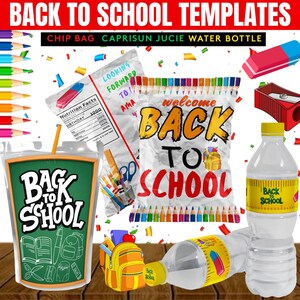 Back to School-bundel *Directe download* - klas - zak chips - Capri Sun-etiketten - waterflesetiketten - DIGITAAL BESTAND