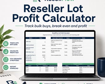 Spreadsheet winstberekening reseller, bulkkoop break-even tracker, winstsjabloon onlineverkoper