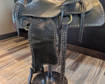 Western Saddle Bar Stool Full-Swivel, Genuine Leather