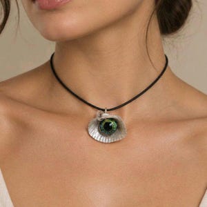 Witch Third Eye Pendant Choker, Halloween Party, Reversible Hand-Painted Spiral Amulet Necklace, Mermaid Core Gift, One-of-a-kind.