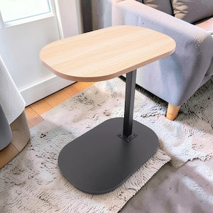 Adjustable C Shaped Side Table Modern Sofa Table for Small Spaces Rotating Laptop Table Compact Coffee Table