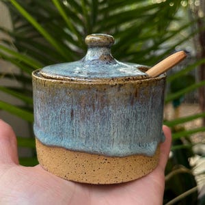 Handmade Speckled Buff Stoneware Lidded Container, Salt Cellar, Spice Jar (3"H x 3.25"W) *Made to Order*