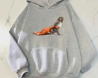 Punch the Monkey Hoodie, Viral Meme Sweatshirt, Baby Monkey Plush Pullover