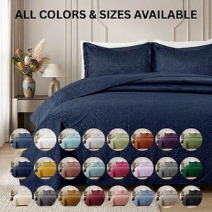 Soft Floral Quilt Set, OEKO-TEX Hypoallergenic Botanical Bedspread, Boho Bedding