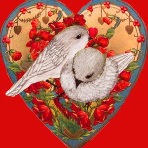 Valentine Birds, Handmade Love Bird Card, Custom Anniversary Card with Bushtits, Heart with little Birds, Handmade Custom Card with Bushtits