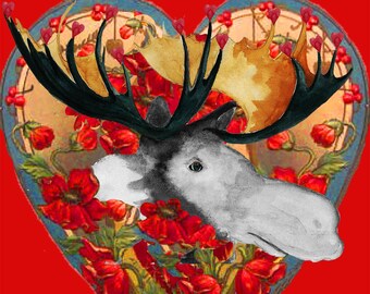 Moose Card Valentine - Etsy