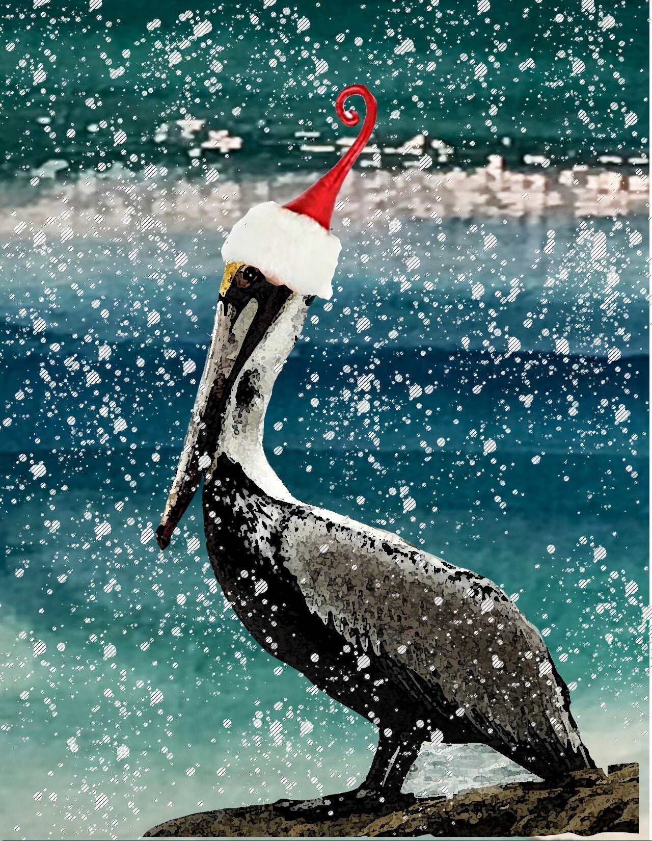 Pelican SantaLadywholovesbirdsPelican Christmas Card Etsy
