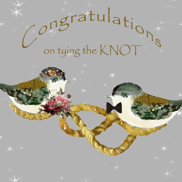 CUSTOM Wedding Birds Conratulations~Congrats on tying the knot~Love Birds~Little Bird Card for Wedding~Sweet Wedding Birds