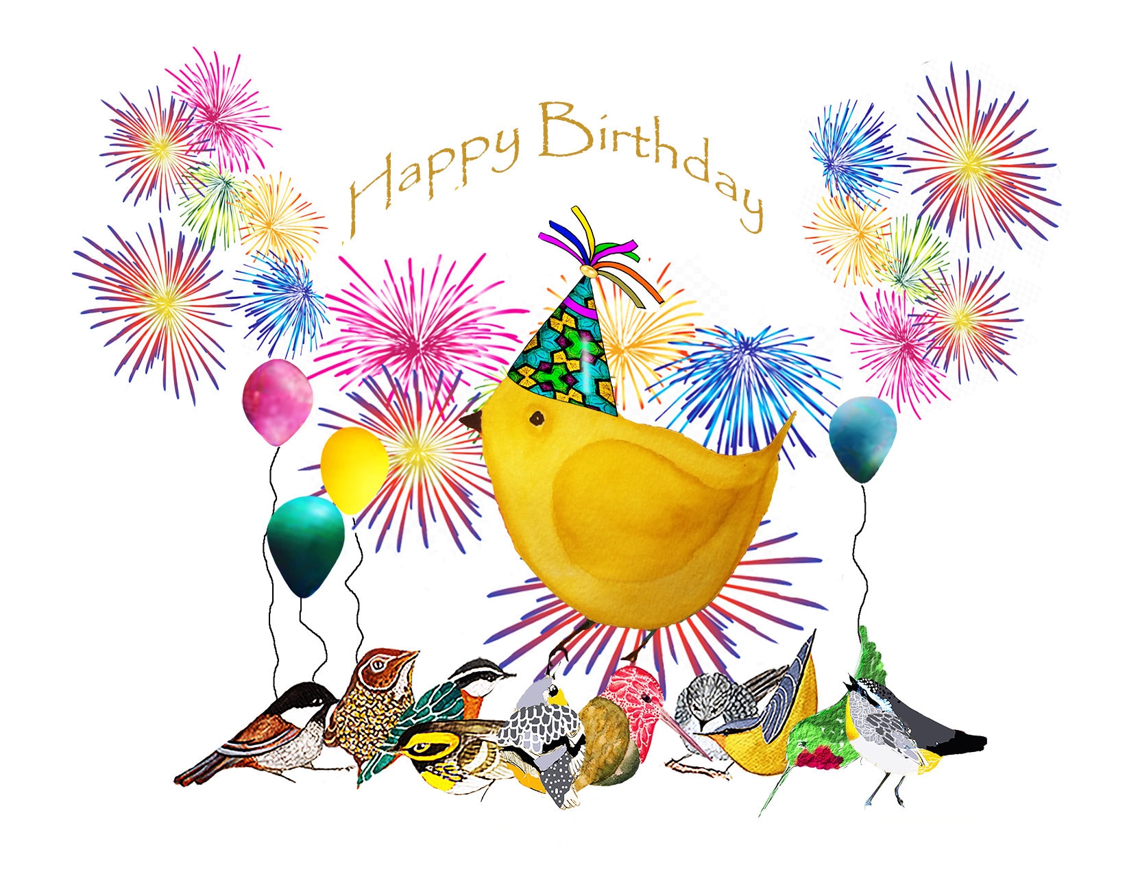 Chick Birthday Cards: Cheery Celebration, Glitter Detail (set of
