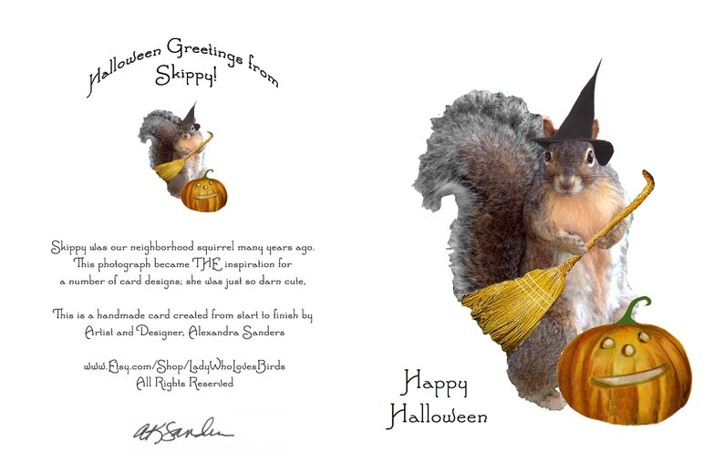 Halloween Witch Squirrel Greeting CardSquirrel Fantasy CardSquirrels dressing up for HalloweenLittle Squirrel Witch Card image 4