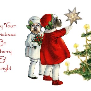 10 CUSTOM Dog Christmas Cards~Fantasy Dog Christmas Cards~Dogs Decorate the Tree~Dogs dressing up for Christmas