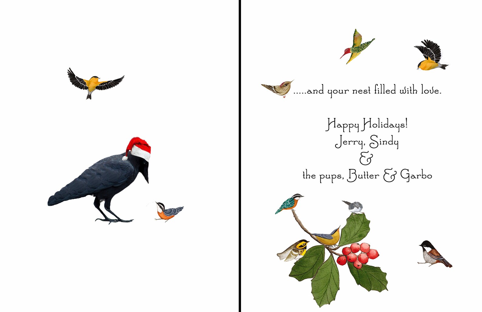 Christmas Crow Cardhandmade Christmas Ravenblack Bird Santa Etsy