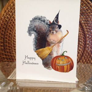 Halloween Witch Squirrel Greeting CardSquirrel Fantasy CardSquirrels dressing up for HalloweenLittle Squirrel Witch Card image 2