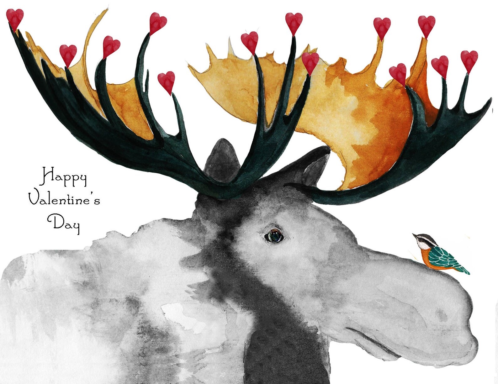 Gift Box of 10 Moose Cards10 Moose Valentines and Heartsmoose &amp; Little ...