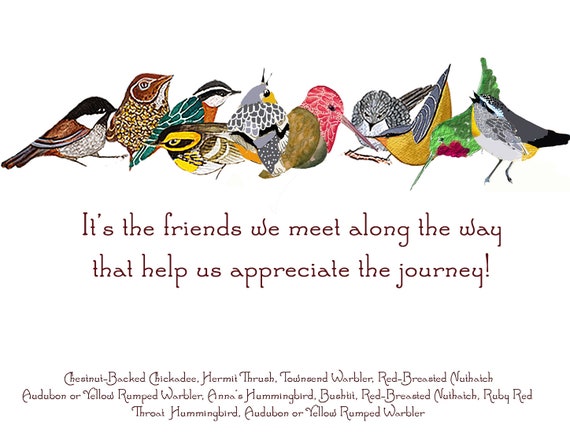 Handmade Bird Party Invitations: Watercolor Friends, Custom Invite Set