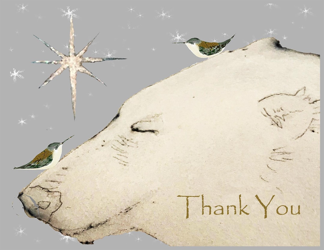Polar Bear Thank You Cards: Fantasy Hummingbird Design, Set of 10 - Etsy