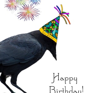 Happy Birthday Old CrowFantasy Raven Let's CelebrateCrow Raven LoverCrow CardRaven Celebration CardCrow Lover Birthday Card image 4