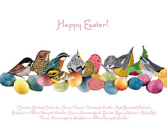 Tarjetas de Pascua de pájaros hechas a mano: Diseño de pájaros cantores en acuarela (juego de 10)