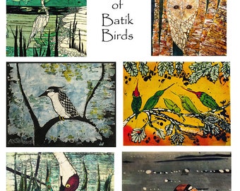 Gift Box of BATIK Bird Cards-Gardener Wild Birds, Barn Owl, Plover, Egret, Crane, Hummingbird, Holiday Bird Cards, say THank You in style