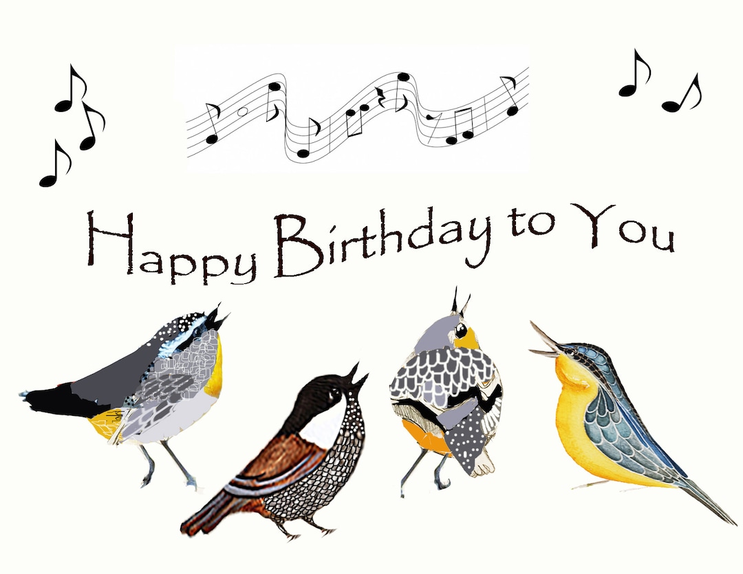 Little Birds Singing Birthday Greeting Cardcelebrationsongbirdsfriendshappy Birthday to