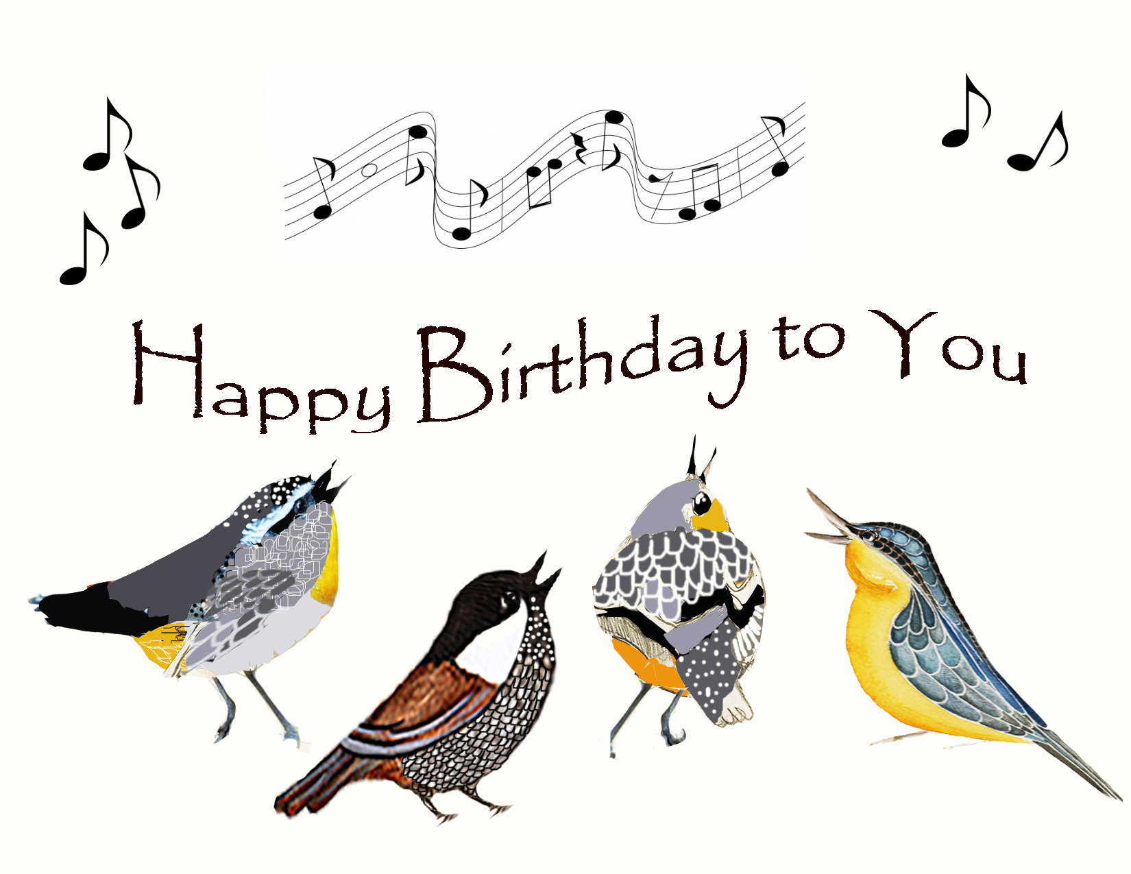 Singing Song Birds Birthday Greeting Cardcelebration Etsy