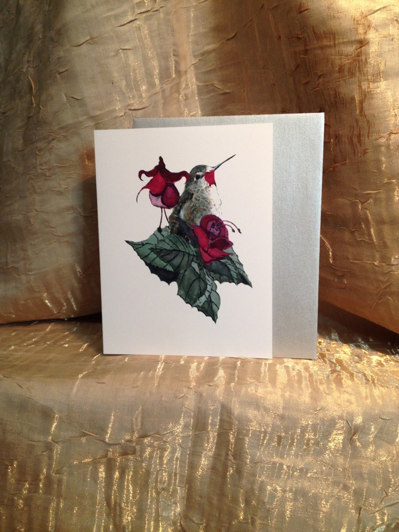 Mothers Day Hummer~Hummerwith flowers for her~Handmade Card for MOM~HummingBird Card for Wife~Hummer card for Lover~LOVE