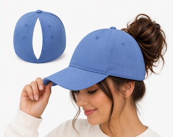 Gorra de béisbol para mujer con coleta, gorra para moño despeinado, ajustable para verano y actividades al aire libre.