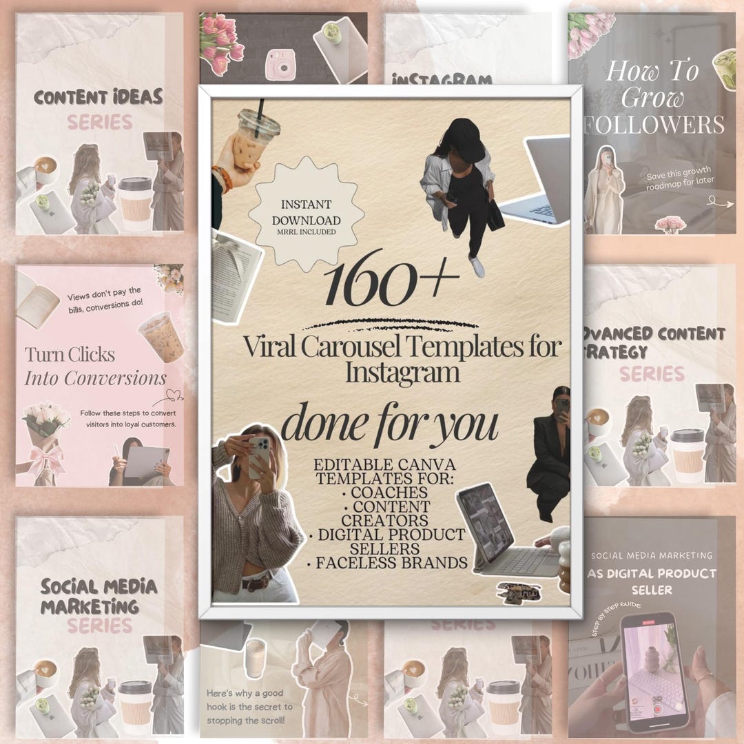160+ Instagram Carousel Templates Canva Editable | Social Media ...