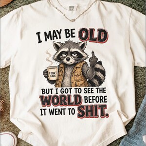 Sarcastic Raccoon Middle Finger Digital Download PNG - Funny Old Man Humor Graphic for T-Shirts, Mugs, Gifts, Dark Humor Design