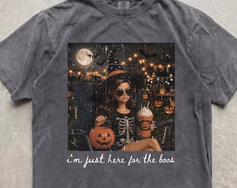 Funny Doll Face Halloween Tshirt, Comfort Colors® Just Here For the Boos Shirt, Spooky Cute Outfit, Halloween Humor