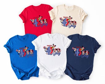 Chemise Disney 4 juillet, t-shirt patriotique Mickey Minnie Friends, t-shirt Disney rouge blanc bleu