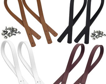 8pcs PU Leather Bag Handles Replacement Straps, DIY Purse Handles with Rivets, Crossbody Bag Repair Accessories