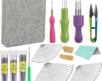 Complete Needle Felting Tools Kit, 90Felting Needles with Wool Felt Pad, Needle Felting Starter Set,Dry Felting Supplies for DIY Wool Crafts