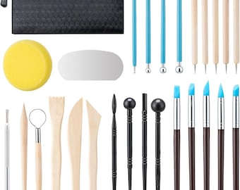 27PCS Clay Sculpting Tools Kit – Polymer Clay & Pottery Tools Set with Stylus Pens, Ceramic Carving Tools  Storage Bag