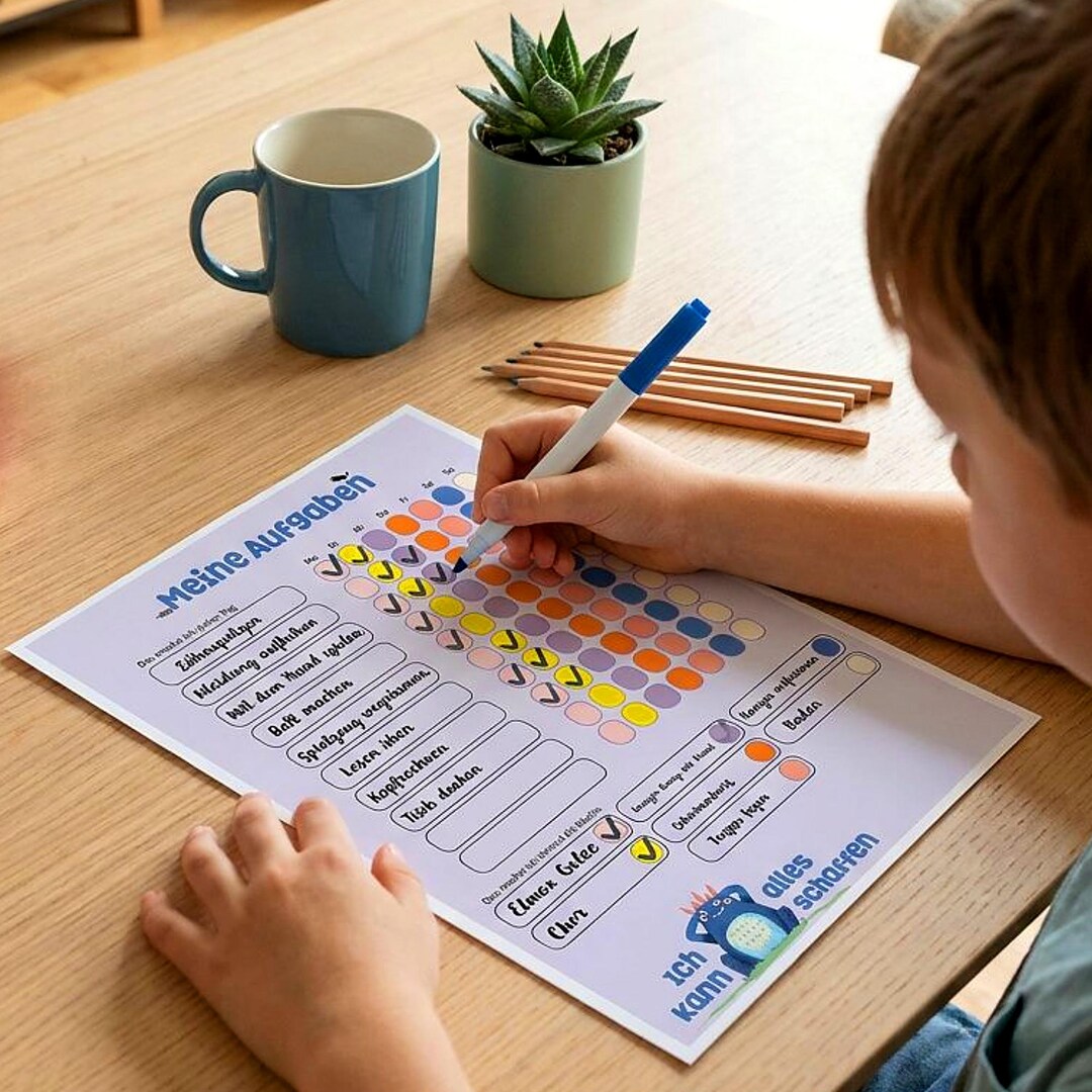 Weekly Planner for Children in Pastel Colors With Encouraging Words ...