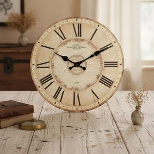 Retro Wooden Roman Numeral Wall Clock – Silent Quartz, Large Sizes for Living Room, Bedroom, Kitchen, Home Decor, Gift