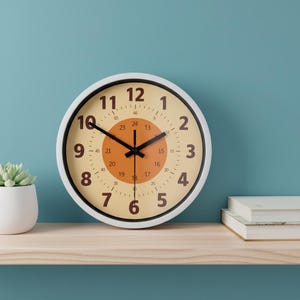 Orologio da parete minimalista arancione – 20 cm, vetro in plastica, movimento al quarzo silenzioso, decorazione moderna per soggiorno, cucina, camera da letto, regalo per le feste