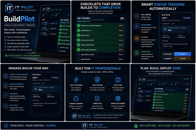 Buildpilot IT Build & Deployment Tracker | Offline HTML Checklist Tool ...