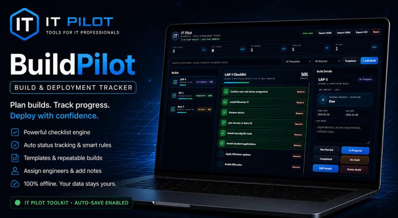 Buildpilot IT Build & Deployment Tracker | Offline HTML Checklist Tool ...