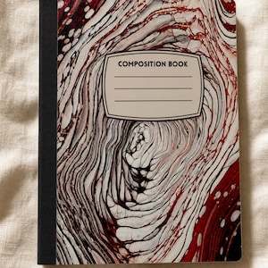 Red Velvet Swirl Acrylic Pour Composition Notebook, Lined Journal (Regular or Mini)