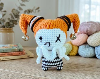 手編みハロウィン道化師ぬいぐるみソフトぬいぐるみユニークなあみぐるみゴシックドールギフト