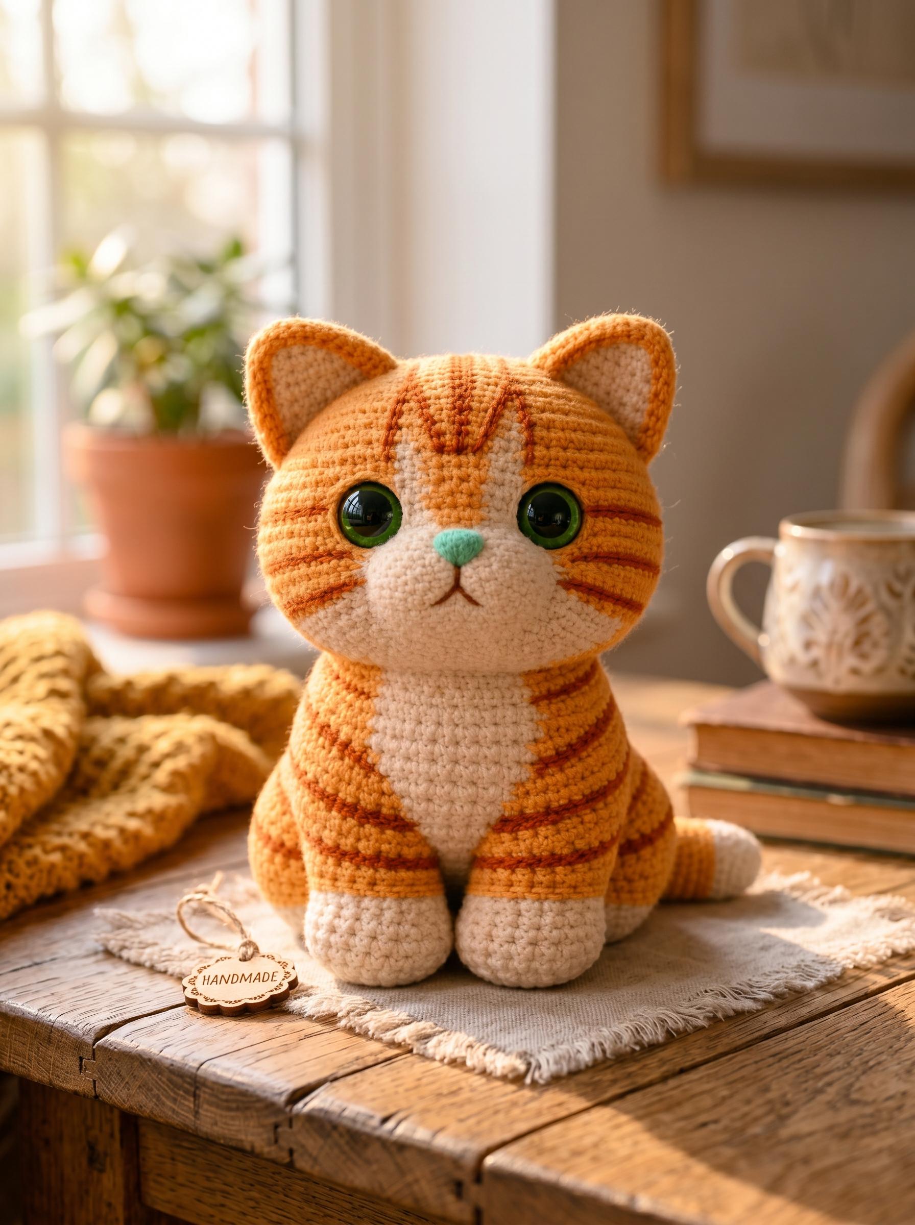 Orange Tabby Cat Crochet Pattern – Realistic Kitten Amigurumi (PDF