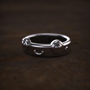 Techwear-Ring aus 925er Sterlingsilber mit modularen, vom Weltraum inspirierten Details, industrieller Sci-Fi-Ring für Herren, futuristisches Cyberpunk-Schmuckgeschenk