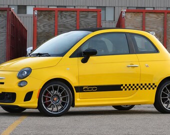 FIAT 500 Racing Chequered Side Stripes - Universal Vinyl Decal for Fiat  - 2