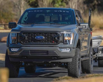 2016-2025 フォード GMC ブラックウィドウ フロントガラス デカール バナー 新品 トラック用 3M ビニール シルバー - 40インチ