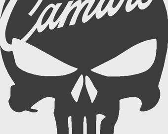 Chevrolet Chevy Camaro Punishment Skull Vinyl Decal